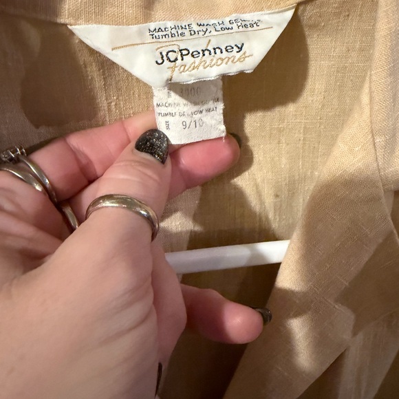 Vintage JC Penny Beige Button-Up Dress - Picture 4 of 5